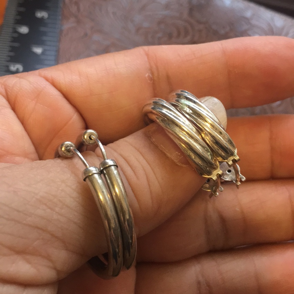 Nice Medium Size Sterling Hoops - image 6